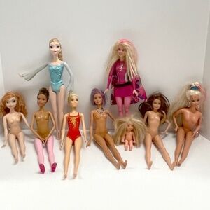 Lot of 9 Barbie and Same Size Dolls For Crafting or Making OOAK Dolls